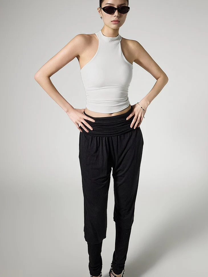 E4141 Halter Cap Sleeveless Top
