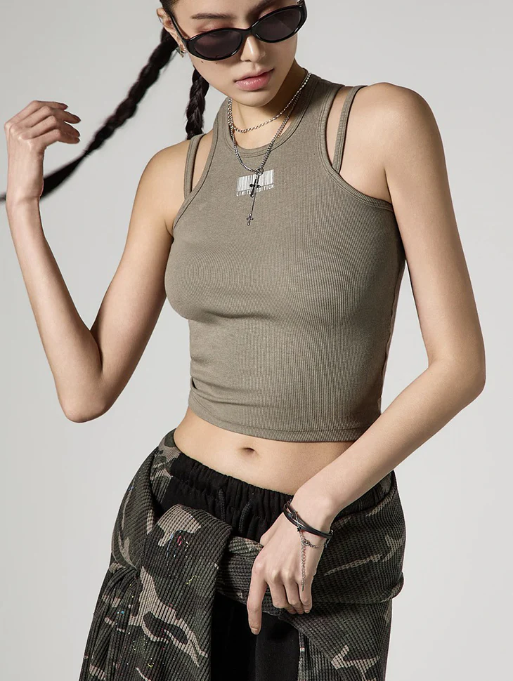 E4144 Strap Crop Sleeveless Top