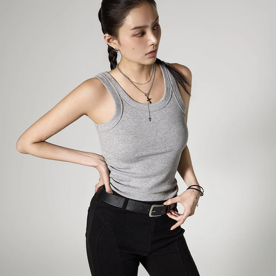 E4155 Basic Ribbed Sleeveless Top - Image 2