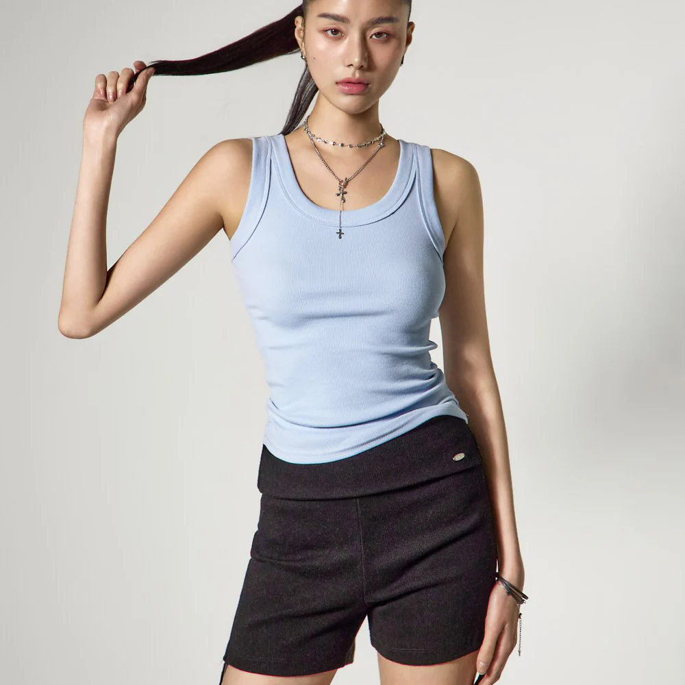 E4155 Basic Ribbed Sleeveless Top - Image 2
