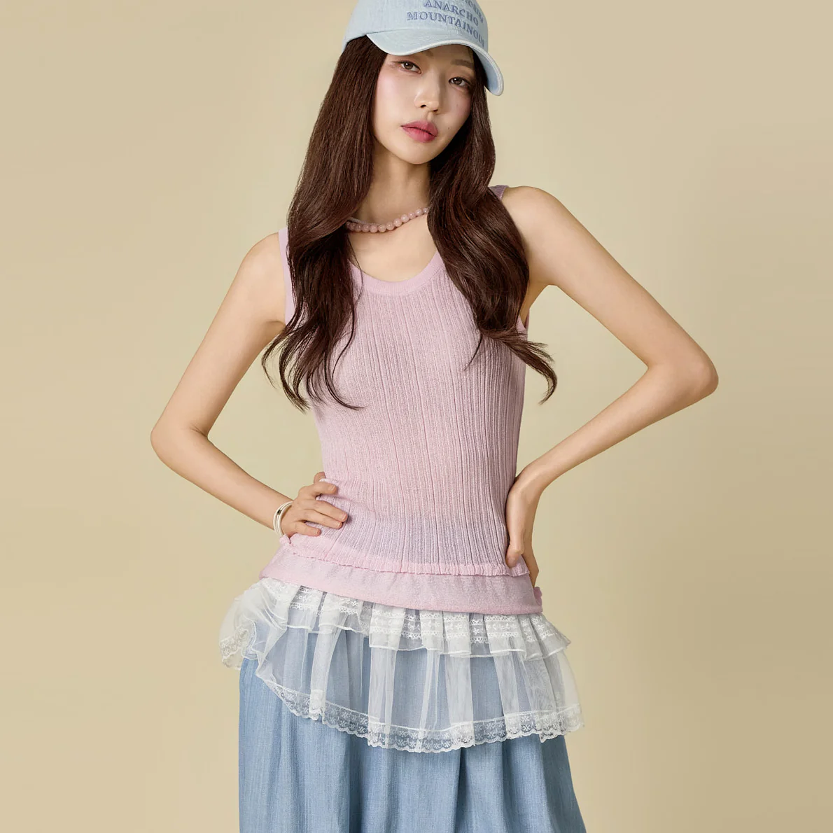 E4216 Frill Knit Sleeveless Top - Image 2