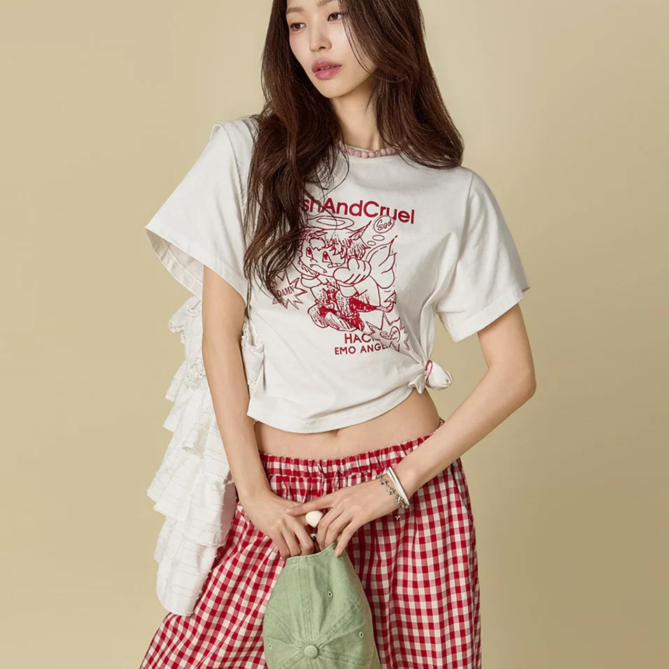 E4218 Angel Print Crop Top - Image 2