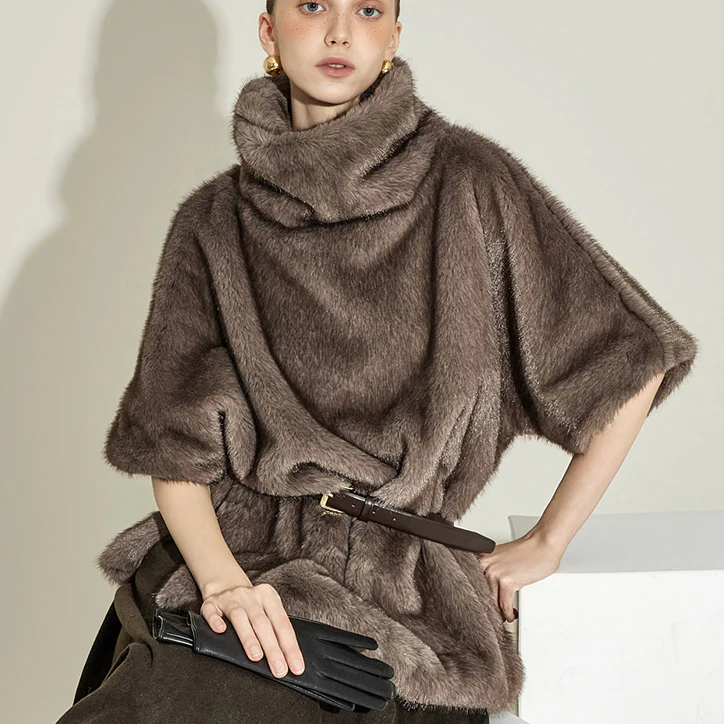 E9036 High-Neck Fur Top - Image 2