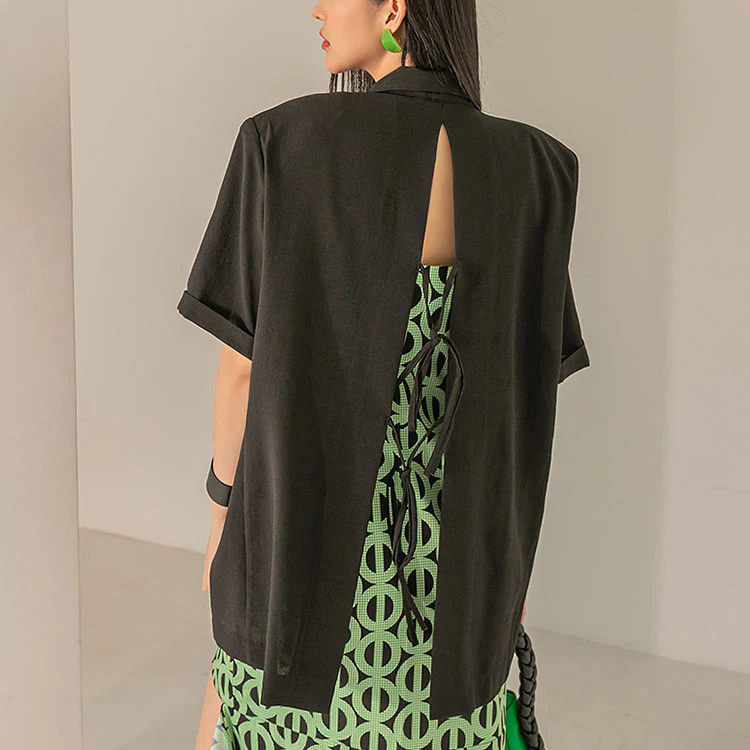 J1553 Back Slit Short Sleeve Jacket - Image 2