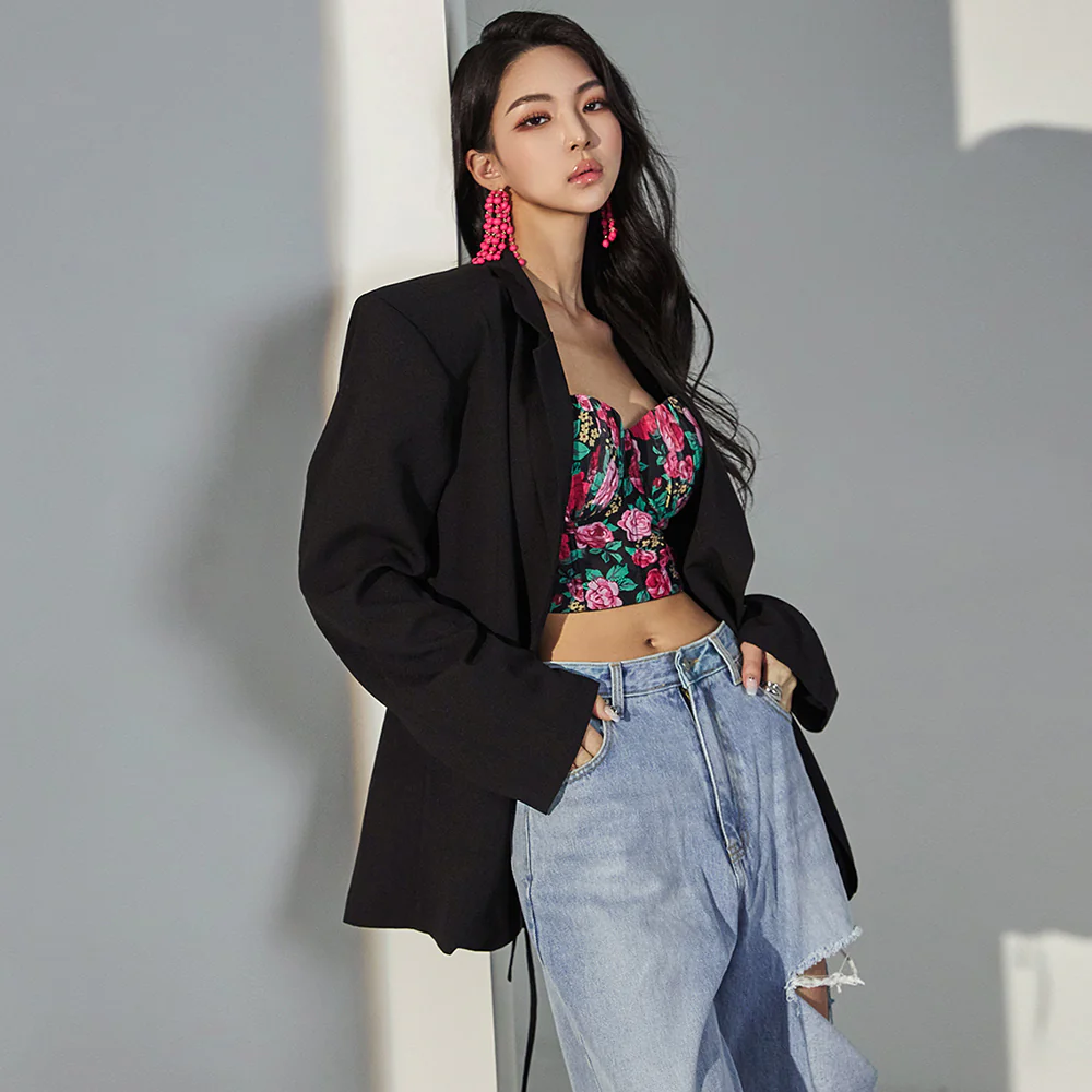J1856 Back Ribbon Oversized Single Jacket - Image 2