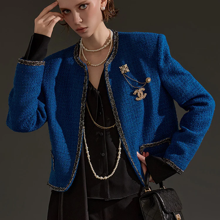 J1955 Tweed Color Contrasting Jacket - Image 2