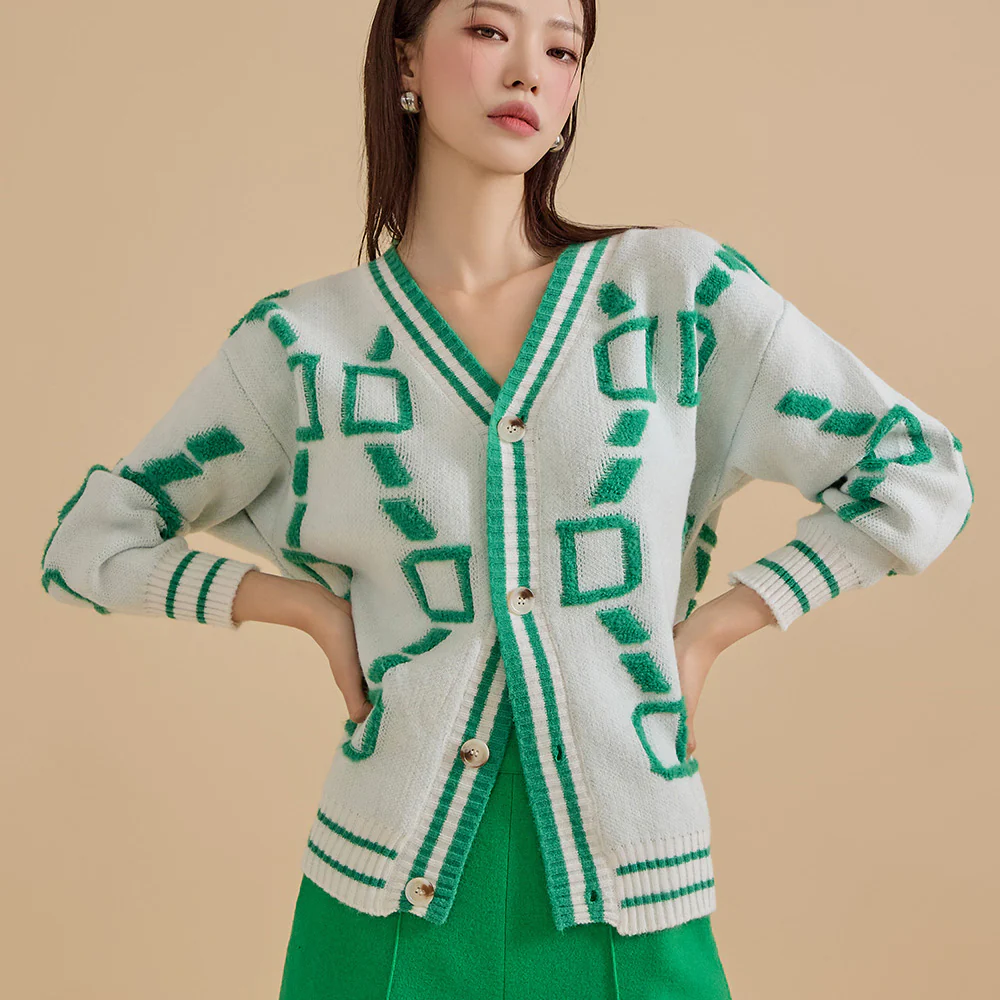 J2032 Color Chain Pattern Cardigan - Image 2