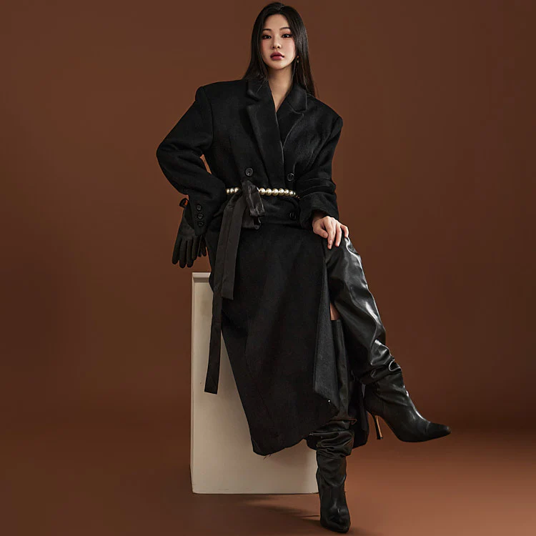J2083 Wool Coat With Belt - Image 2
