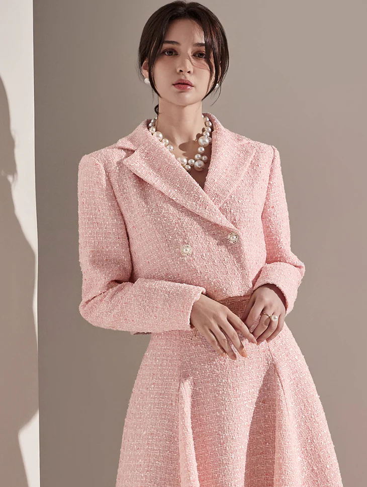 J2209 Tweed Crop Double Jacket