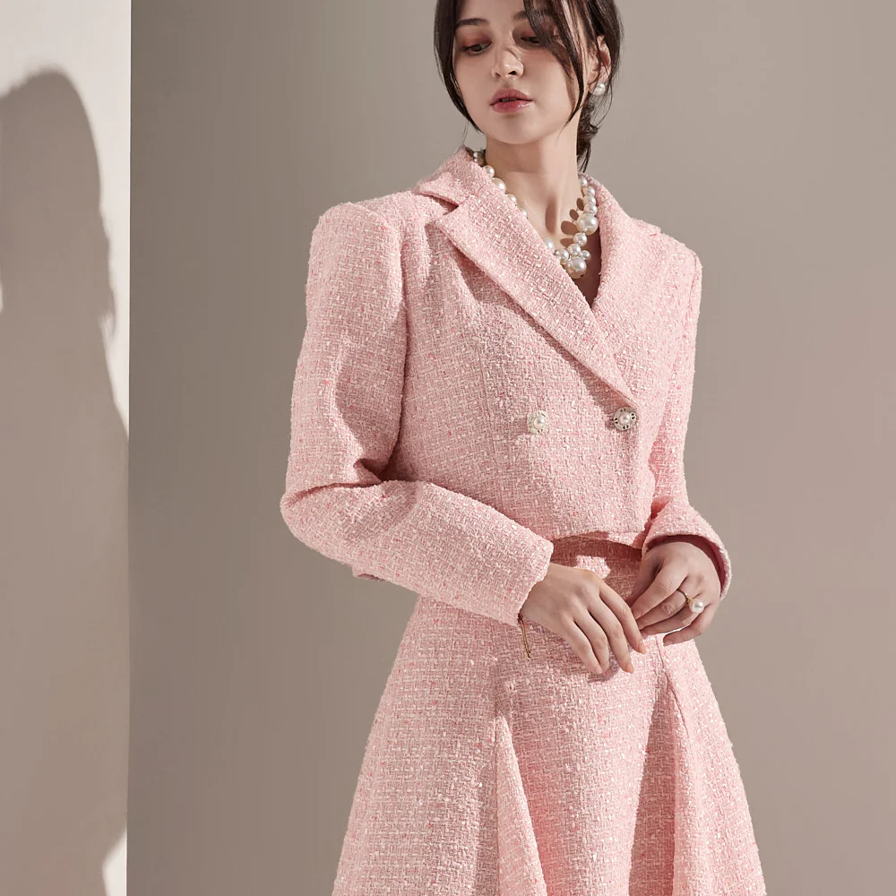 J2209 Tweed Crop Double Jacket - Image 2