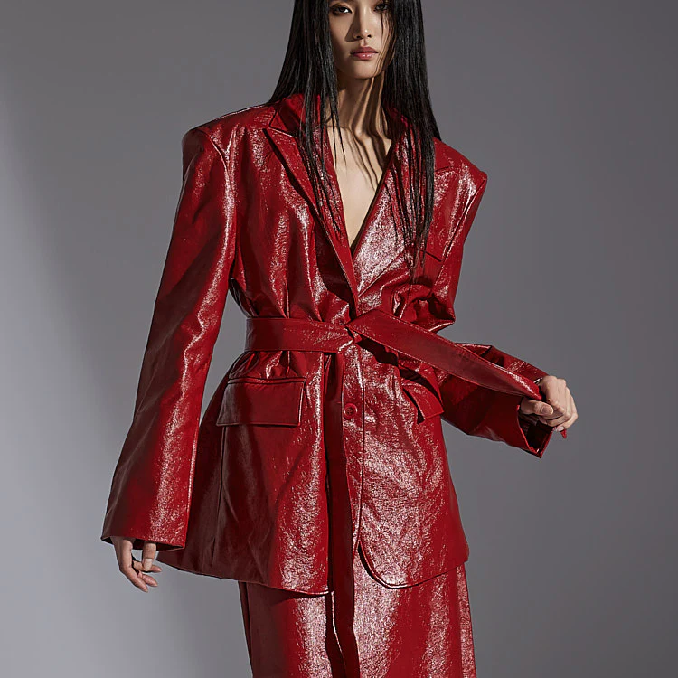 J2236 Glossy Leather Single Jacket(Strap Set) - Image 2