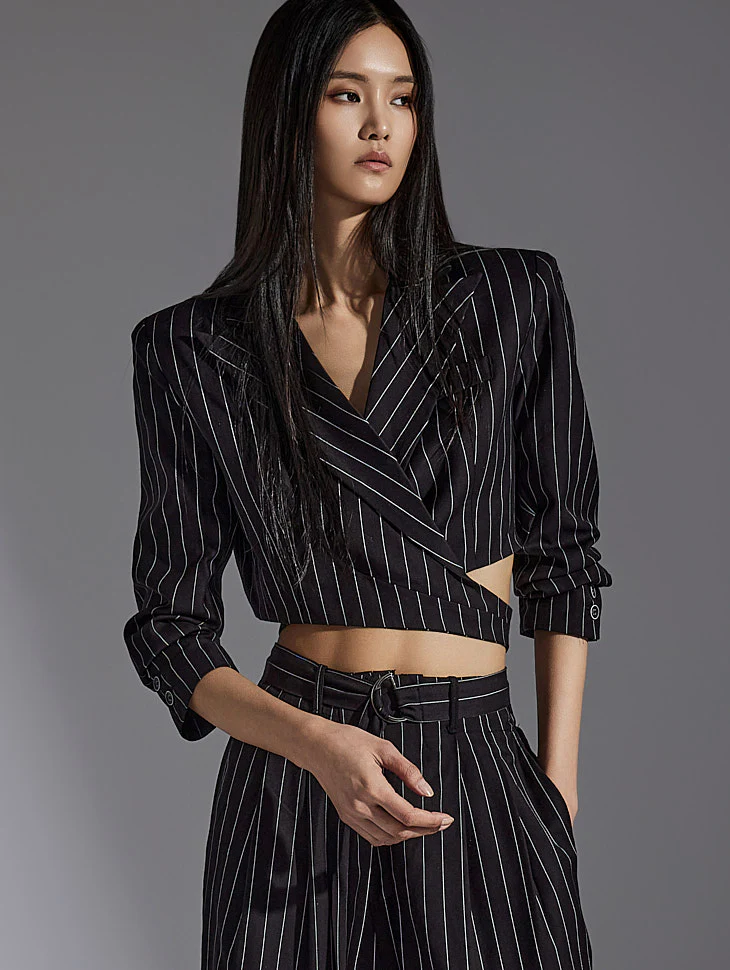 J2237 Striped Crop Jacket