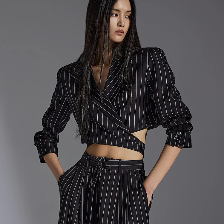 J2237 Striped Crop Jacket - Image 2