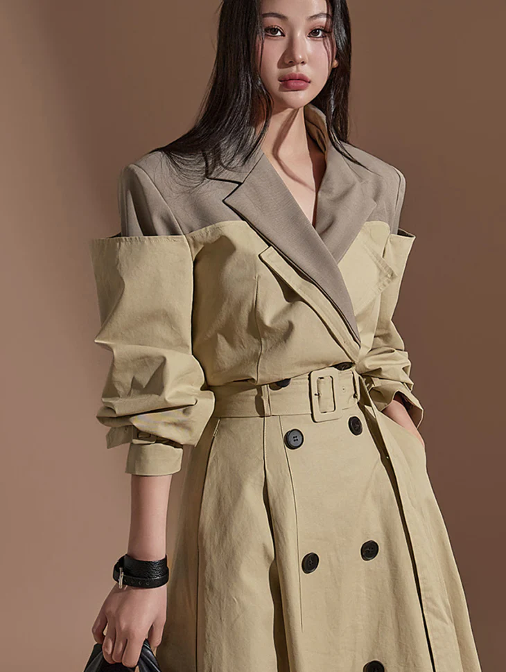 J2247 Color Scheme Crop Trench Jacket