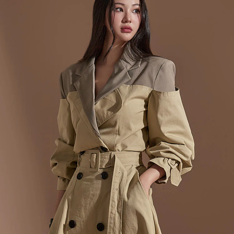 J2247 Color Scheme Crop Trench Jacket - Image 2