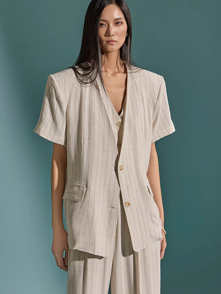 J2325 Linen Striped Jacket