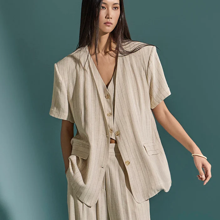 J2325 Linen Striped Jacket - Image 2