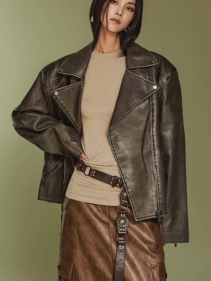 J2370 Crackled  Biker Jacket
