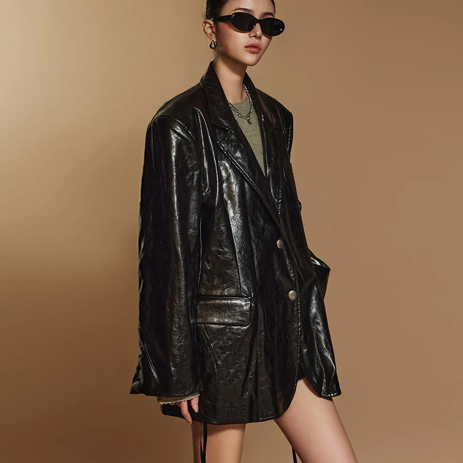 J2393 Crackled Leather Jacket - Image 2