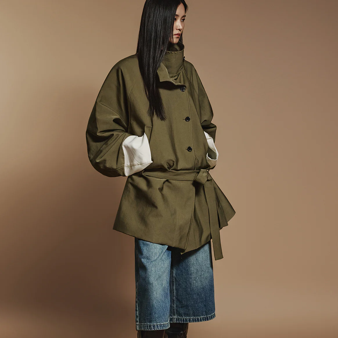 J2412 Turtleneck Trench With Belt - Image 2
