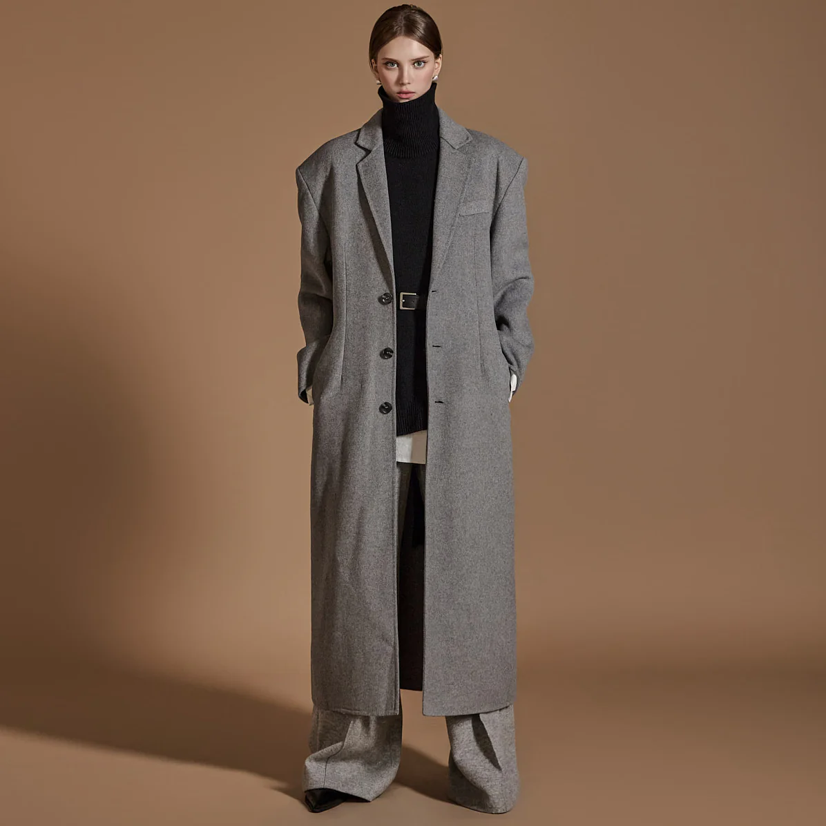 J2421 Three button Wool Long coat - Image 2