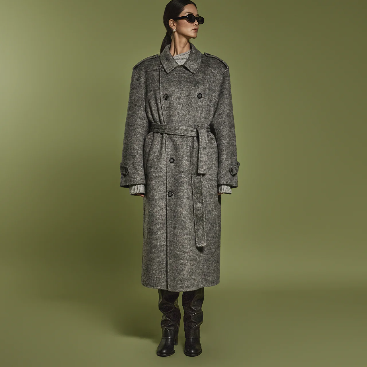 J2454 Wool Trench With Belt - Image 2