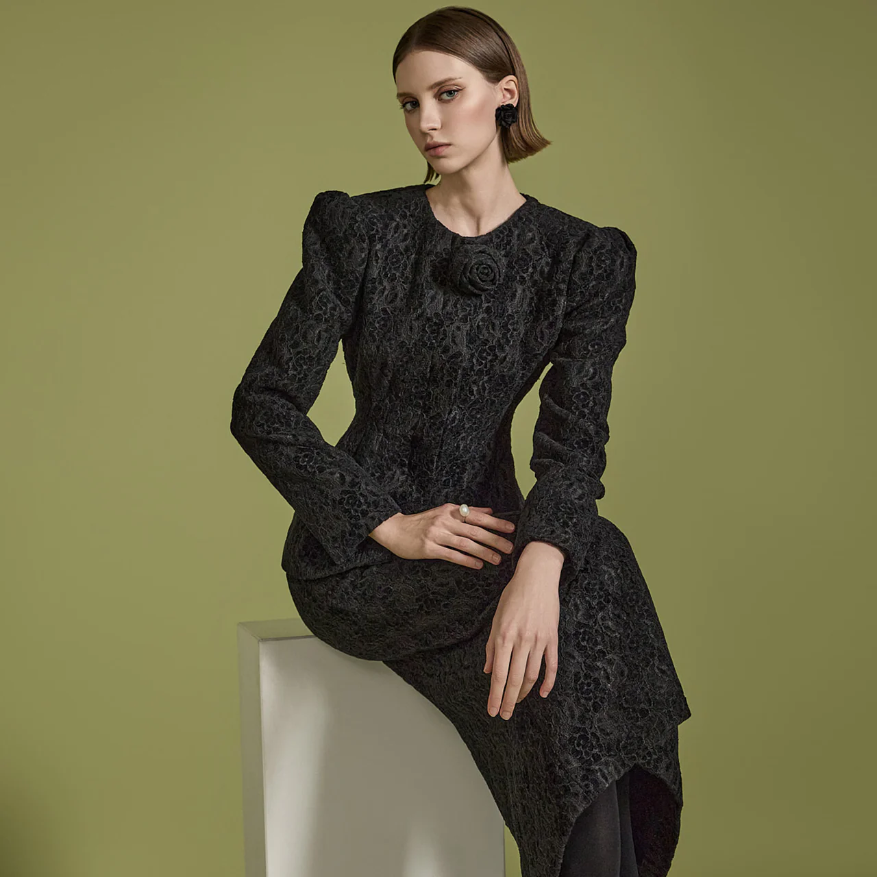 J2458 Jacquard Jacket With Corsage - Image 2