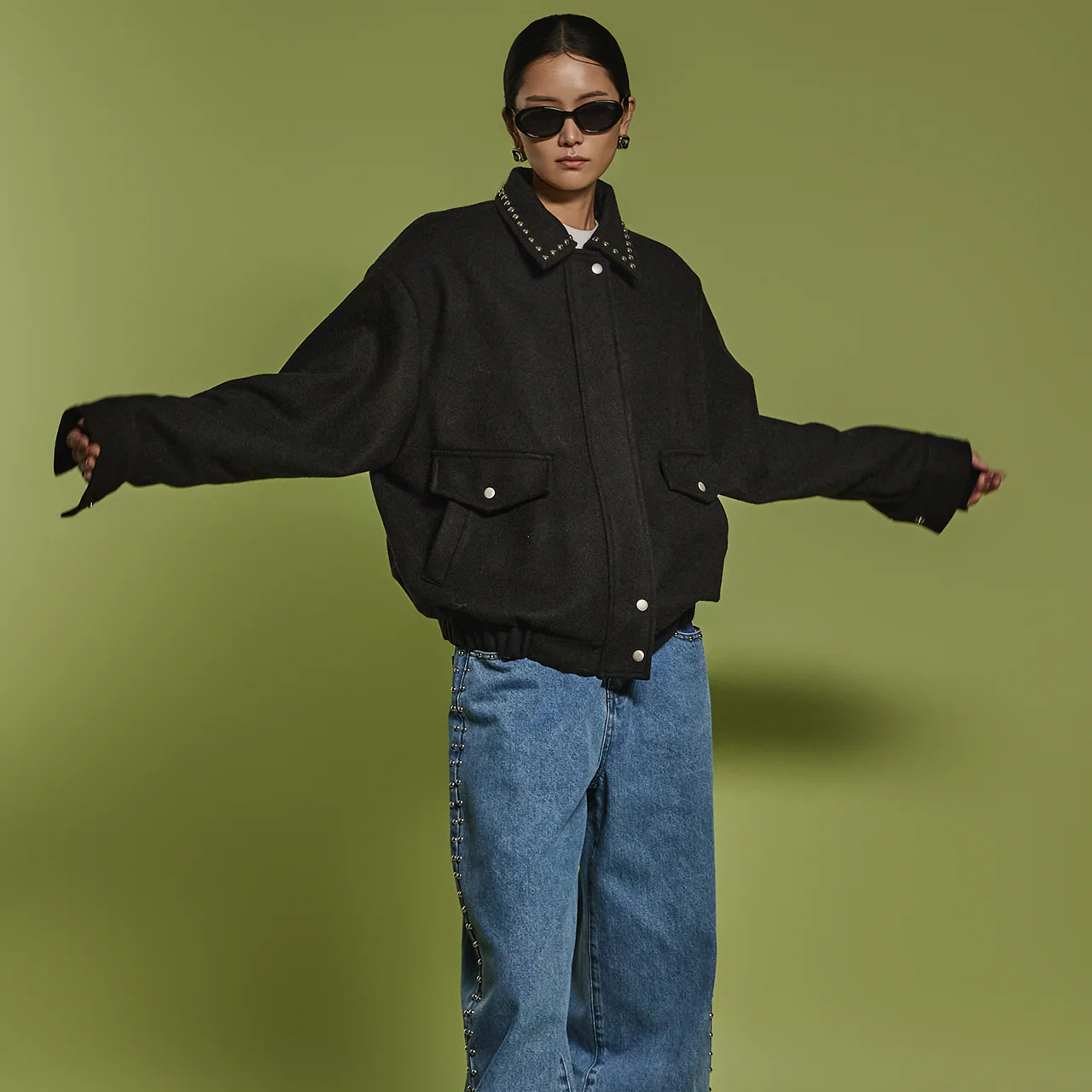 J2496 Stud Woolen Jumper Jacket - Image 2