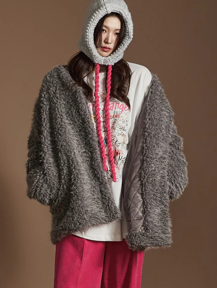J2530 Fringe Fur Quilted Jumper Jacket