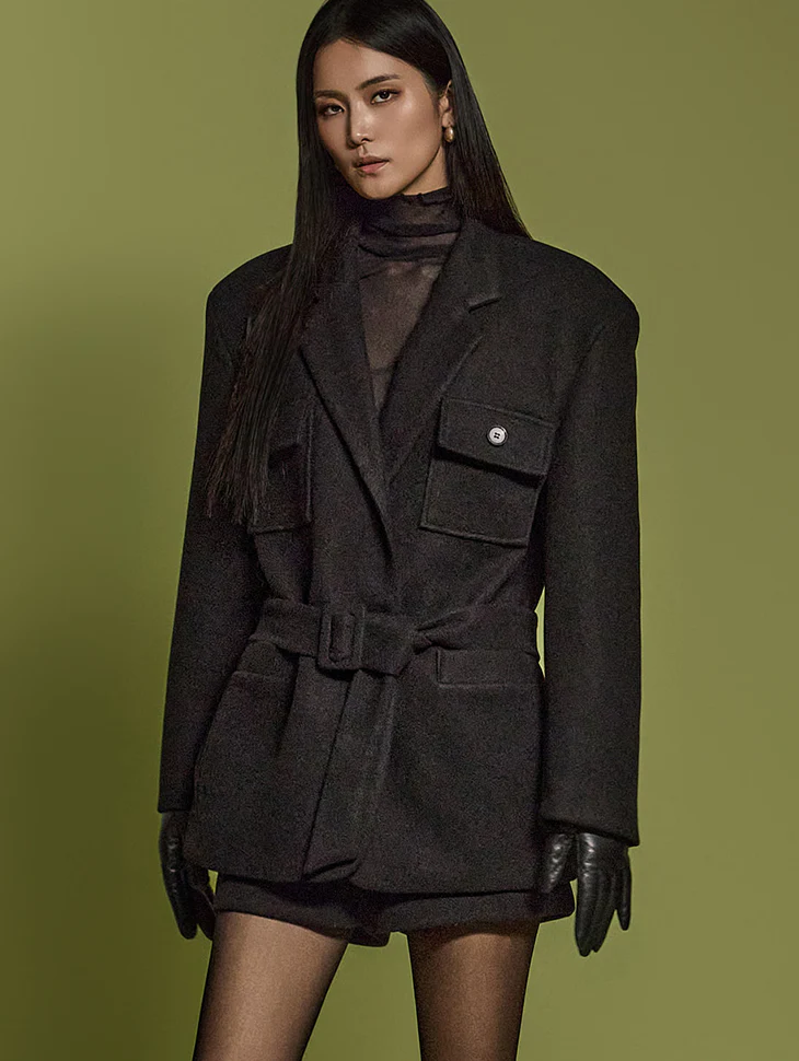 J2546 Wool Jacket With Belt