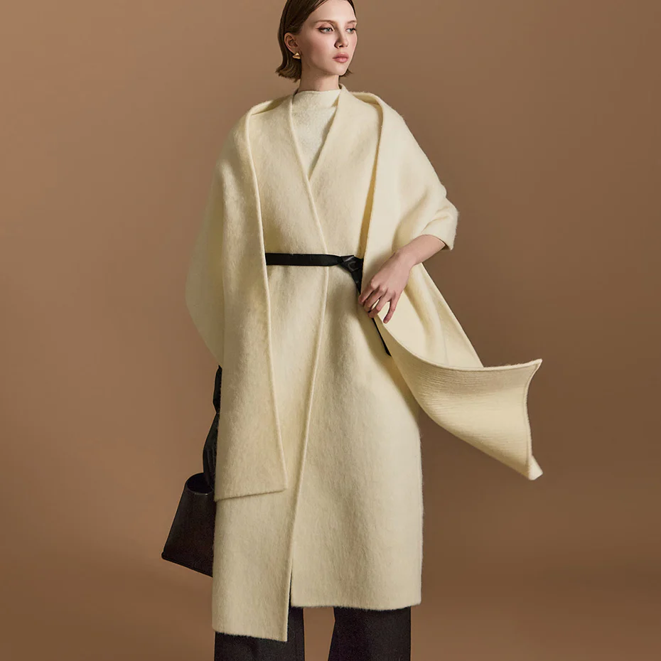 J2551 Handmade Wool Coat With Belt - Image 2