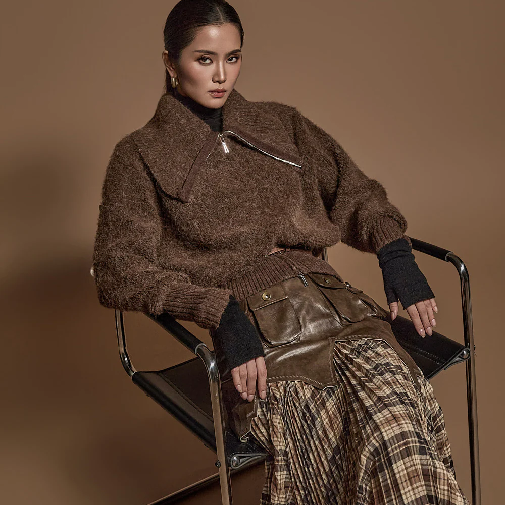 J2570 Knit Collar Zip Sweatshirt - Image 2