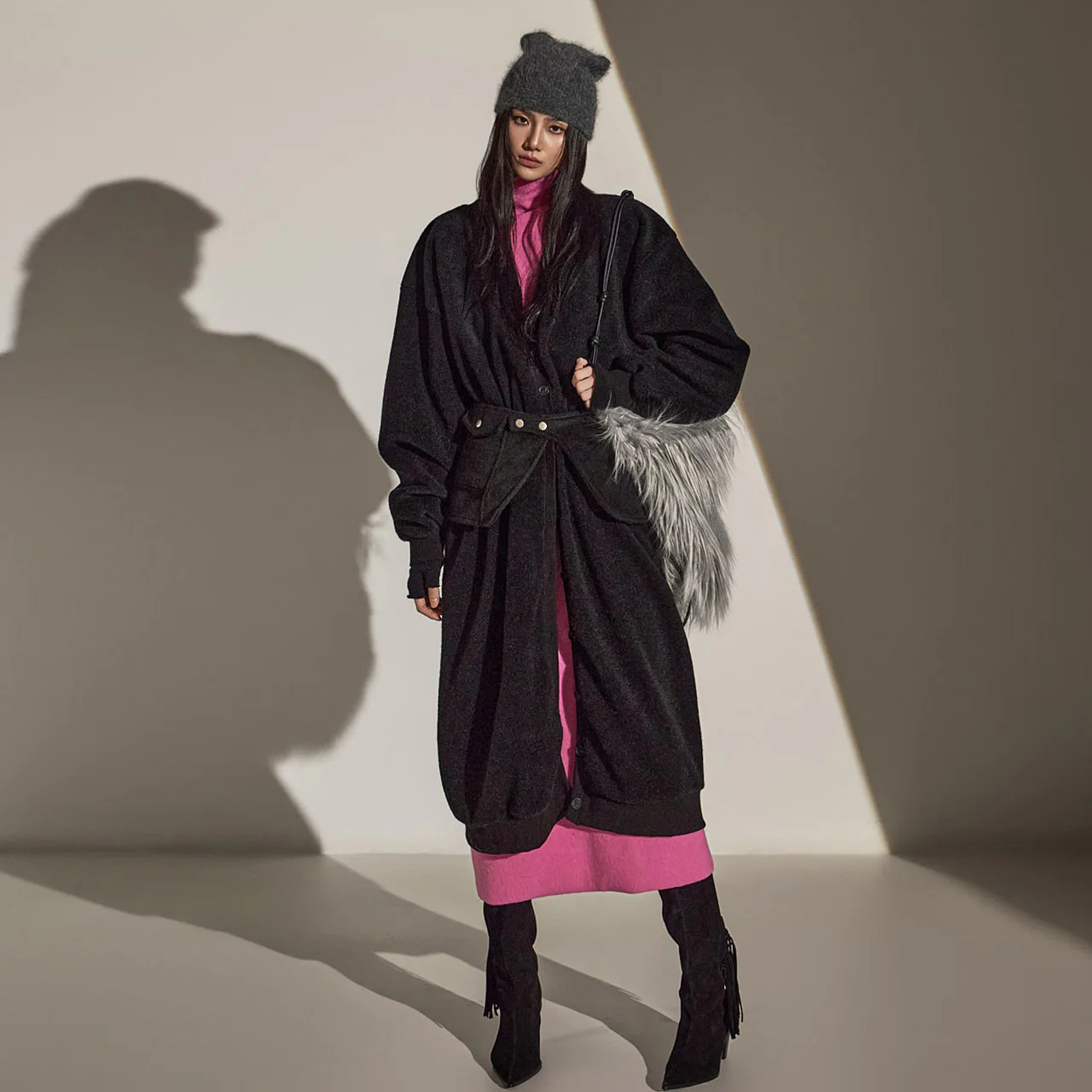 J2581 Fleece-lined Long Cardigan - Image 2