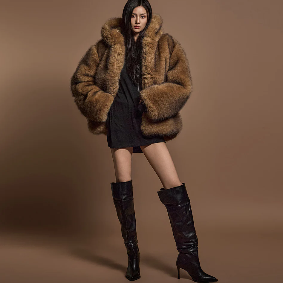 J2588 Hooded Fur Jumper - Image 2