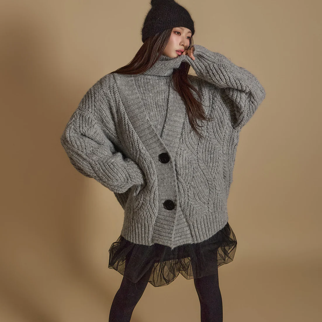 J2602 Cable Knit Cardigan - Image 2