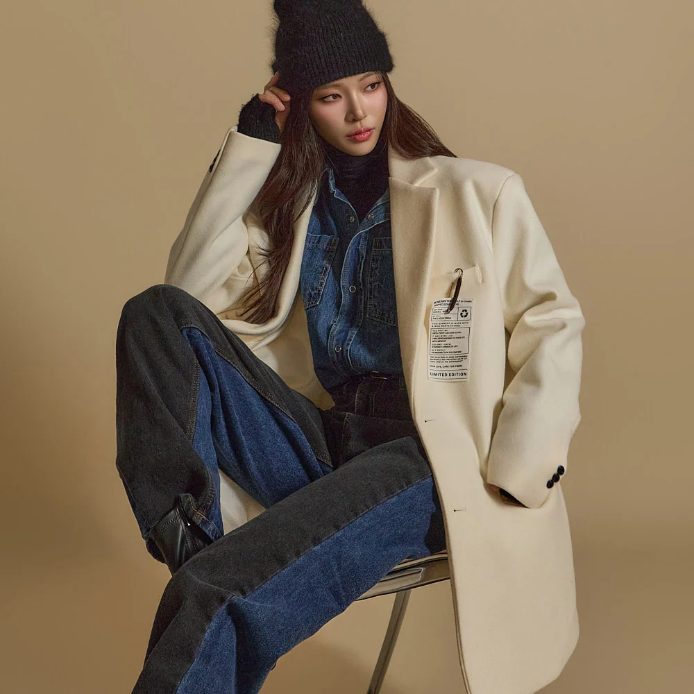 J2603 Wool Coat With Brooch - Image 2