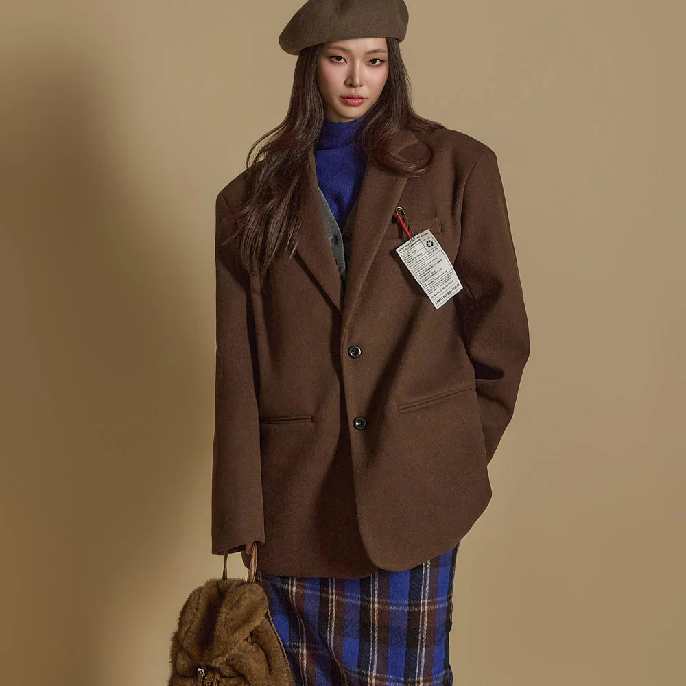 J2603 Wool Coat With Brooch - Image 2