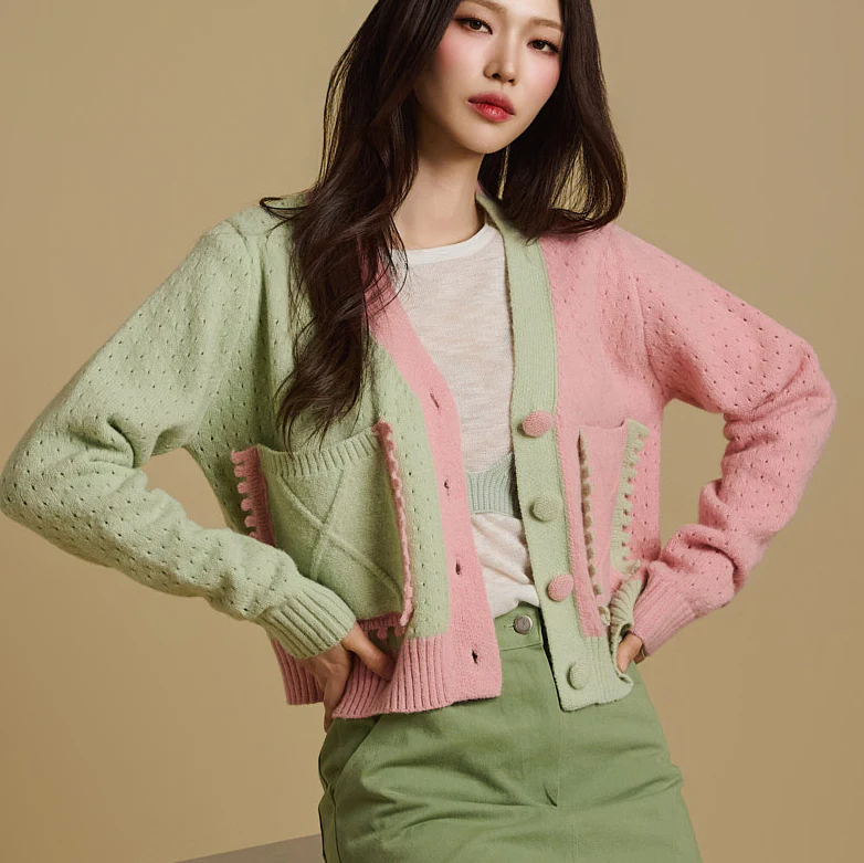 J2657 Color Block Cardigan - Image 2