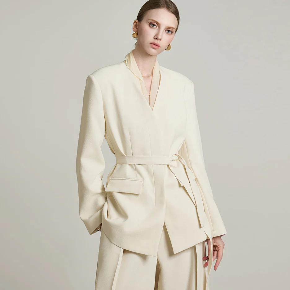 J2672 Collarless Jacket with Strap - Image 2