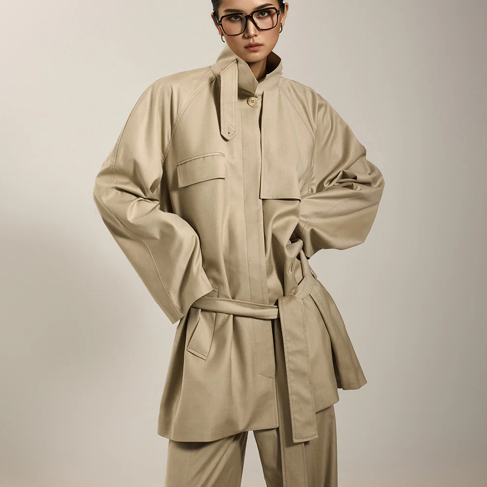 J2681 Trench Coat with Belt - Image 2