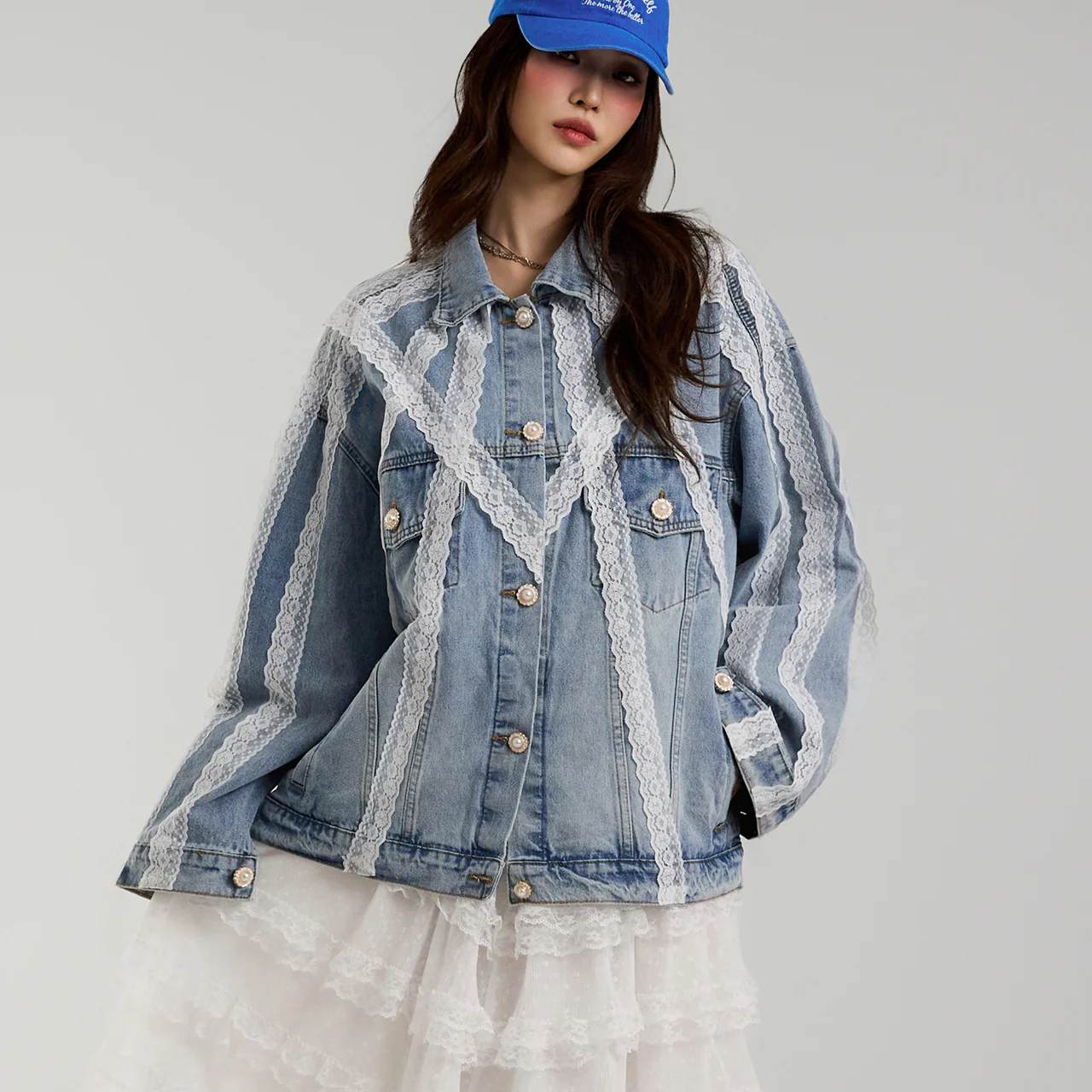 J2696 Lace Denim Jacket - Image 2