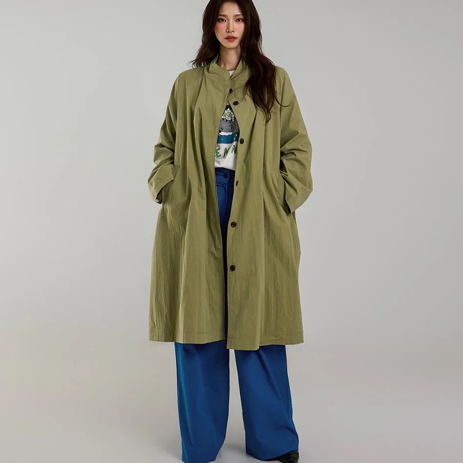 J2699 Collarless Trench Coat - Image 2