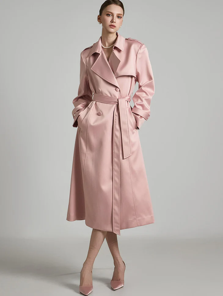 J2703 Satin Trench Coat