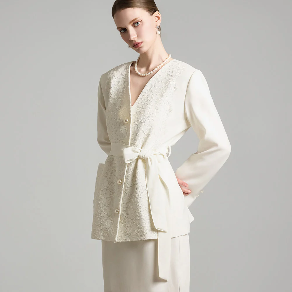 J2704 Lace Jacket with Belt - Image 2