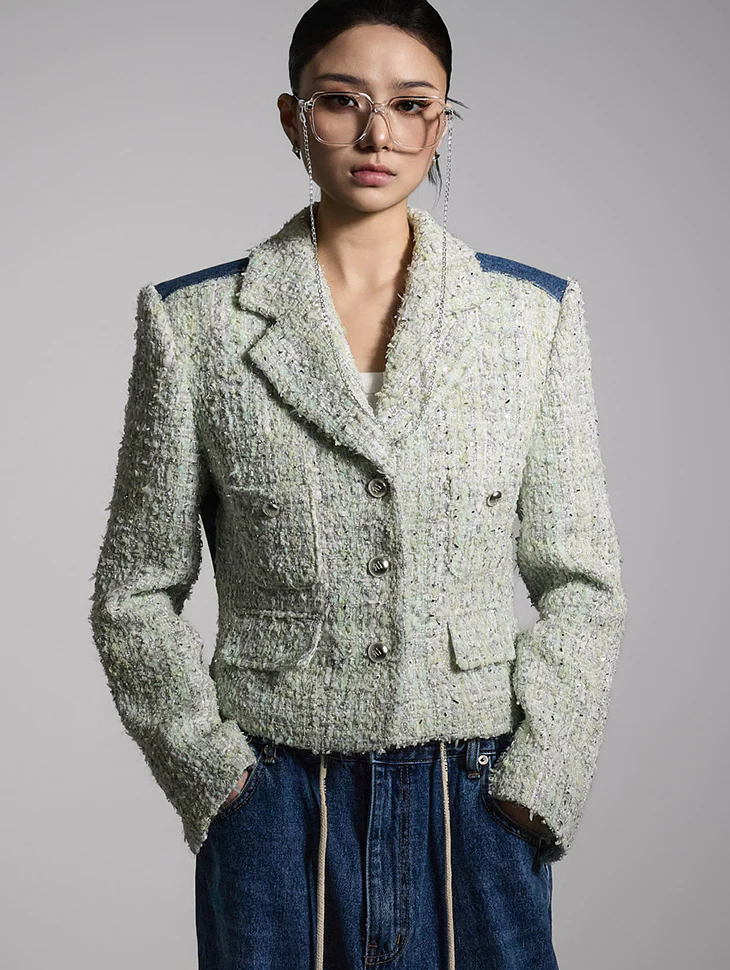 J2714 Tweed Denim Jacket