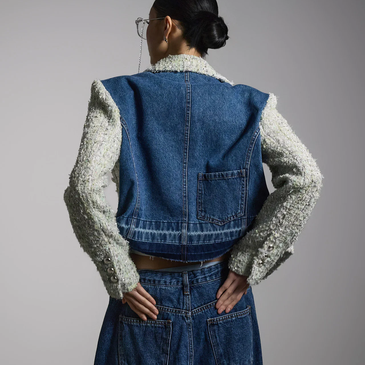 J2714 Tweed Denim Jacket - Image 2
