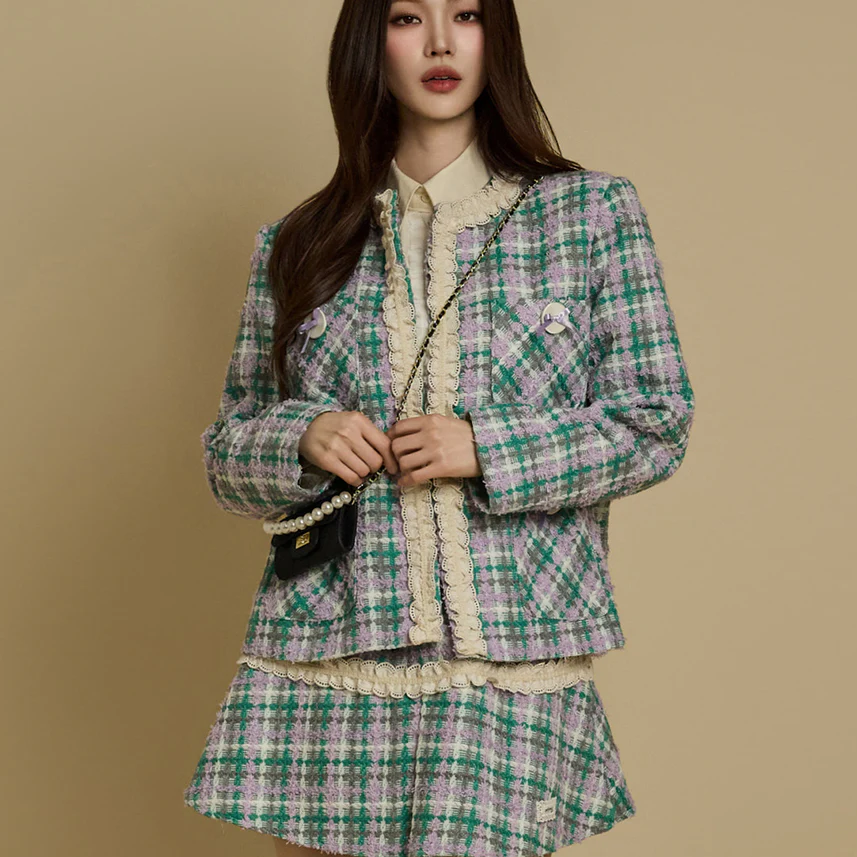 J2720 Lace Plaid Jacket - Image 2
