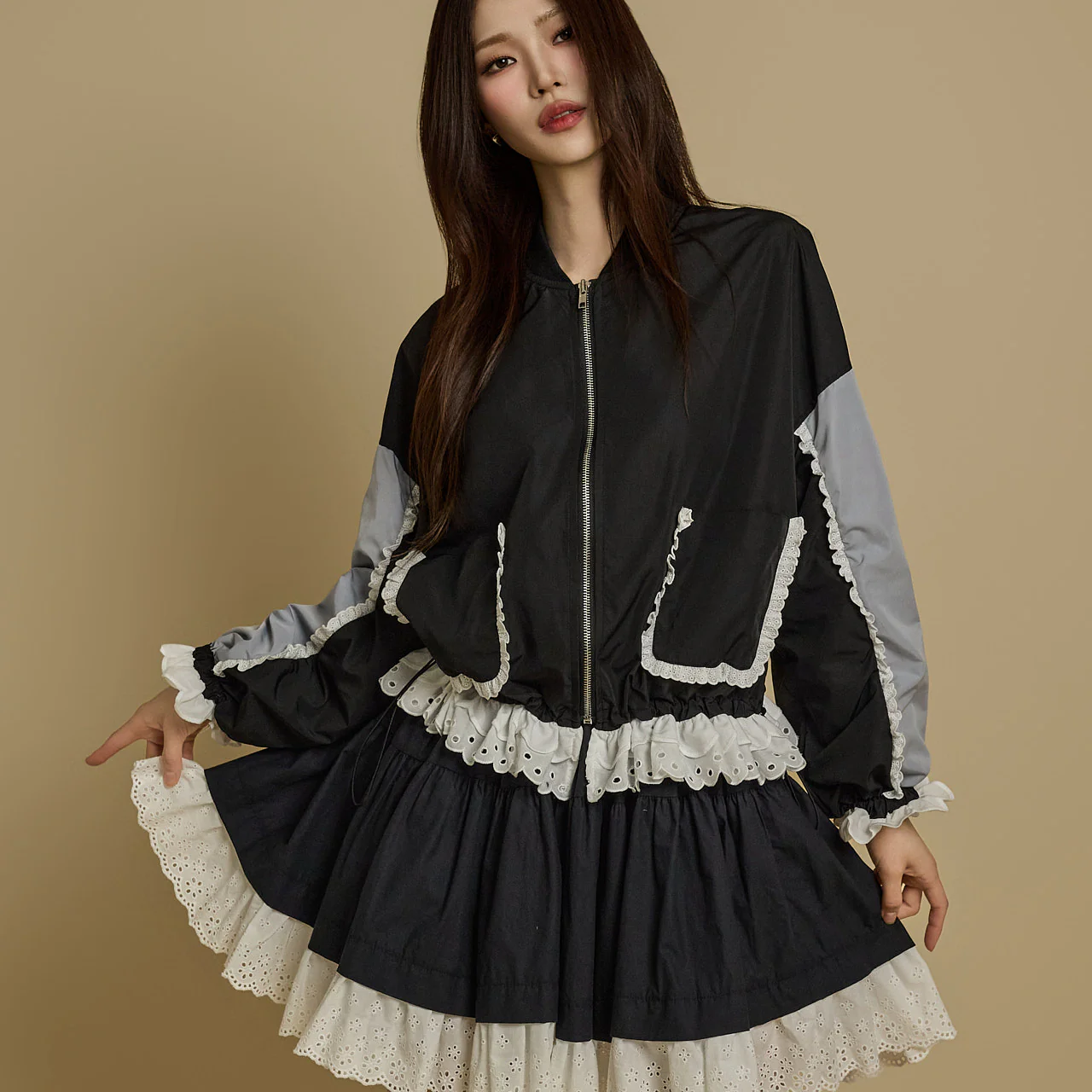 J2723 Contrast Color Lace Jacket - Image 2