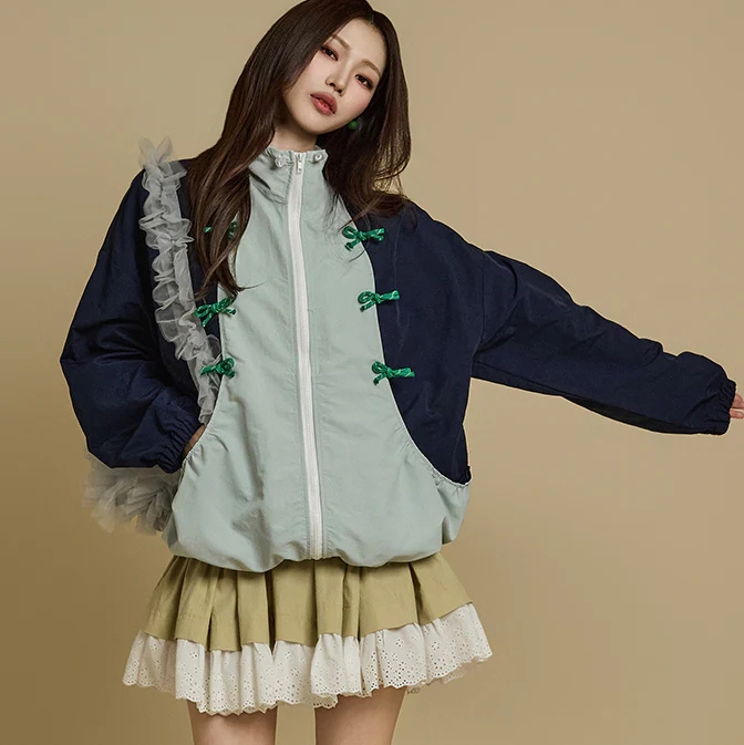 J2724 Contrast Color Zip-Up Jacket - Image 2