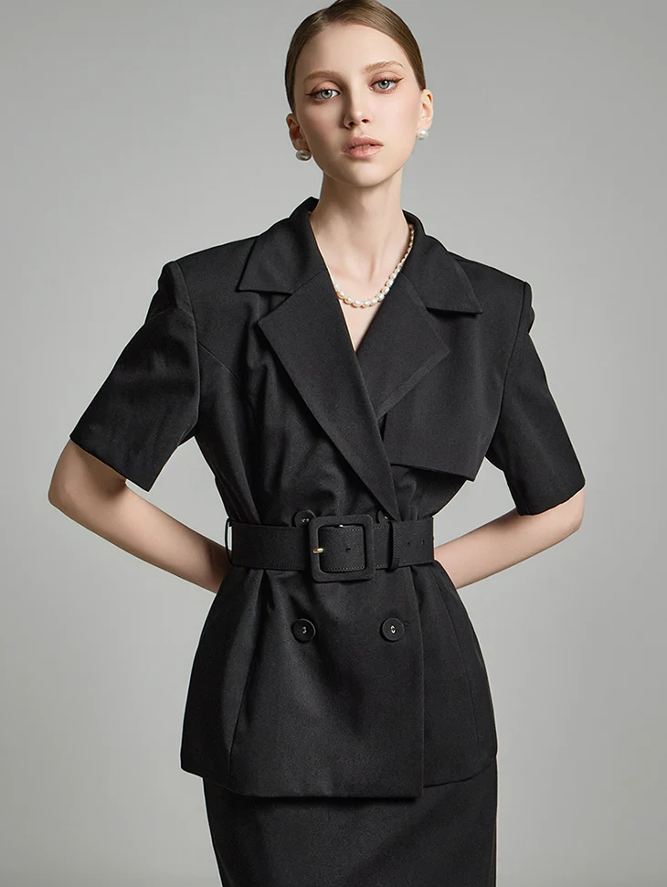 J2728 Short-Sleeved Jacket with Belt